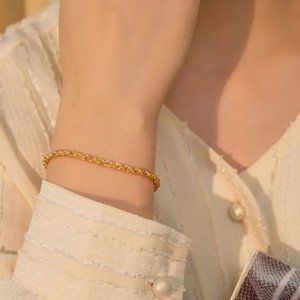 3/$35 18K Gold Plated Gold Twist Rope Chain Bracelet Stainless Steel Jewelry